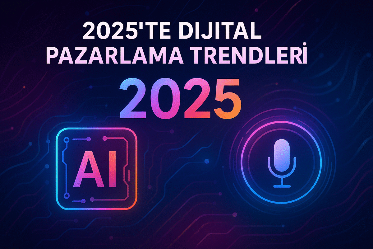 2025 dijital pazarlama trendleri ve yapay zeka temalı görsel